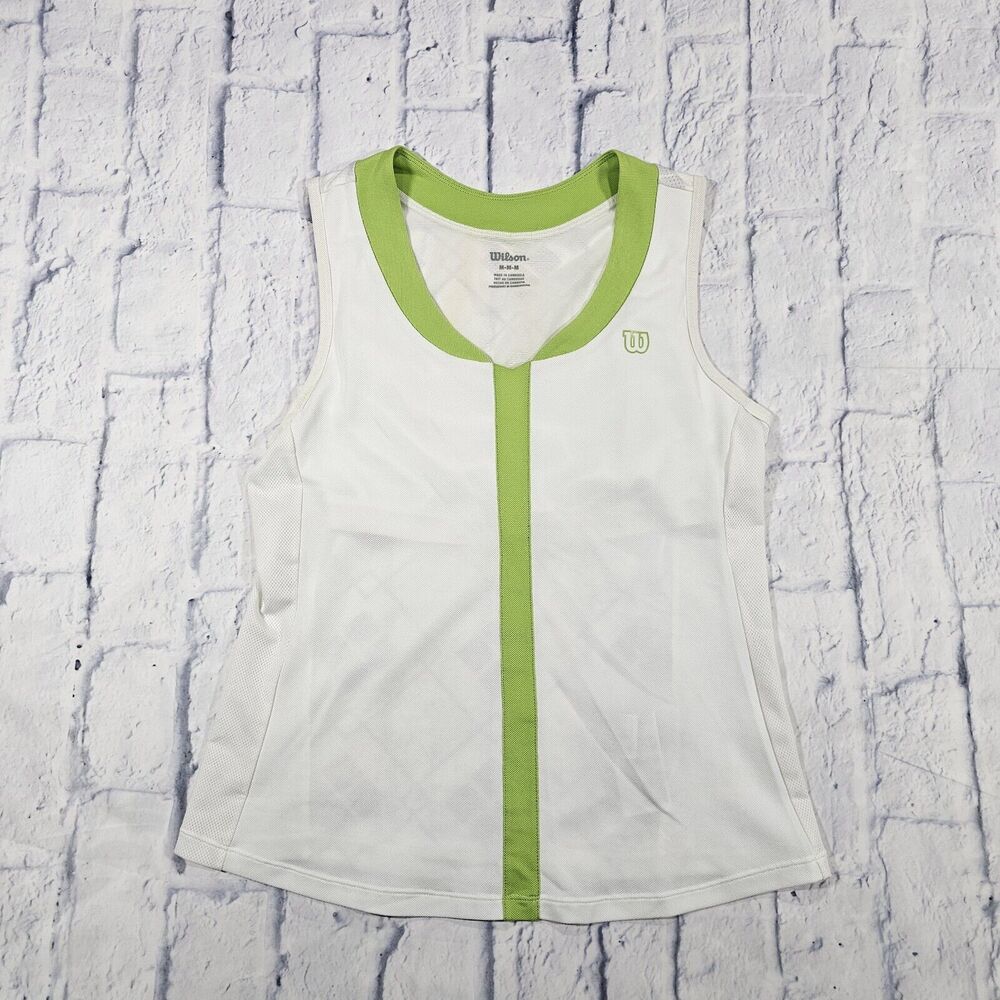 Wilson WOMENS SIZE M Top Shirt White Green Tennis Pickleball Bra Support Yoga